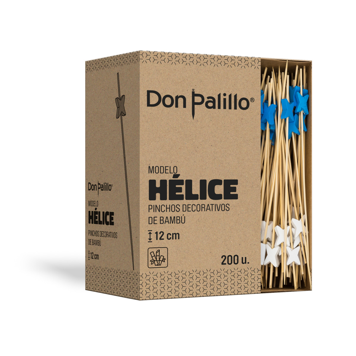 BROCHETA BAMBU HELICE 12 cm AZ/BCA C/200 u.