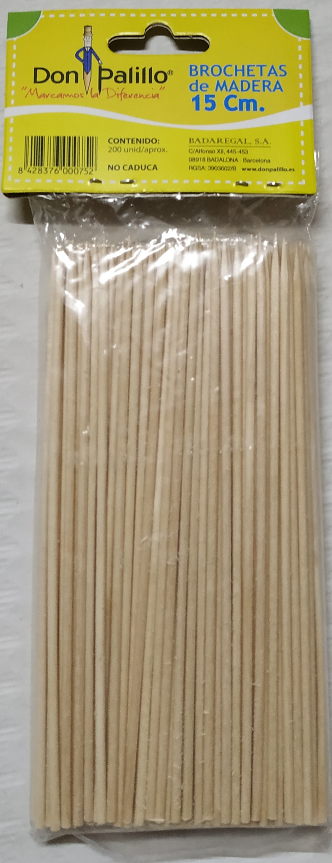 BROCHETA MADERA 15 cm. B/200 u.