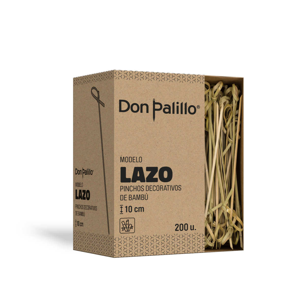 CAJA 200 u. BROCHETA BAMBU LAZO 10 cm.