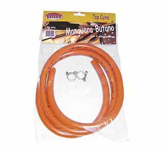 GOMA GAS BUTANO 1,5 M CON ABRAZADERAS