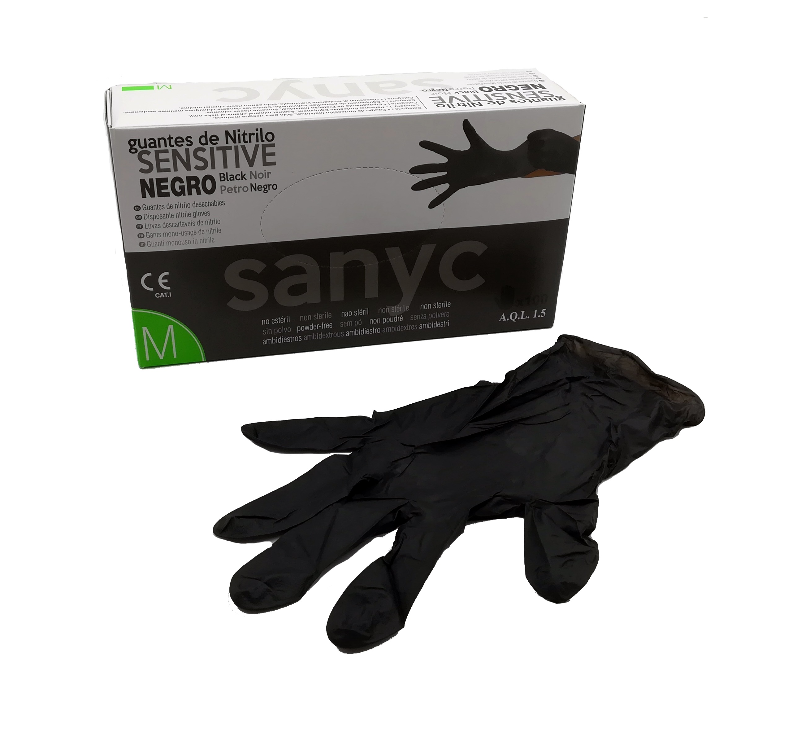 GUANTE NITRILO SENSITIVE NEGRO "M" ME CJ100u