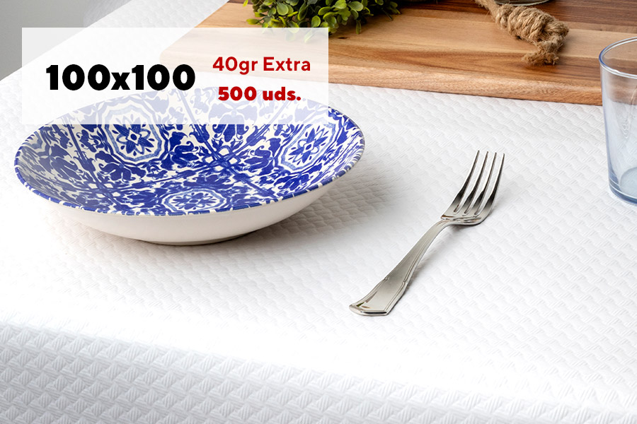 MANTEL 100 x 100 40 G- EXT. PAPEL BCO C/500 u.