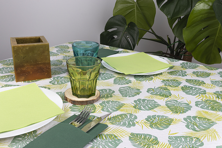 MANTEL 100X100 PAP. 37 gr BCO MONSTERA C/400 u.