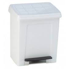 PAPELERA C/PEDAL 8 L. PLAST. BCO