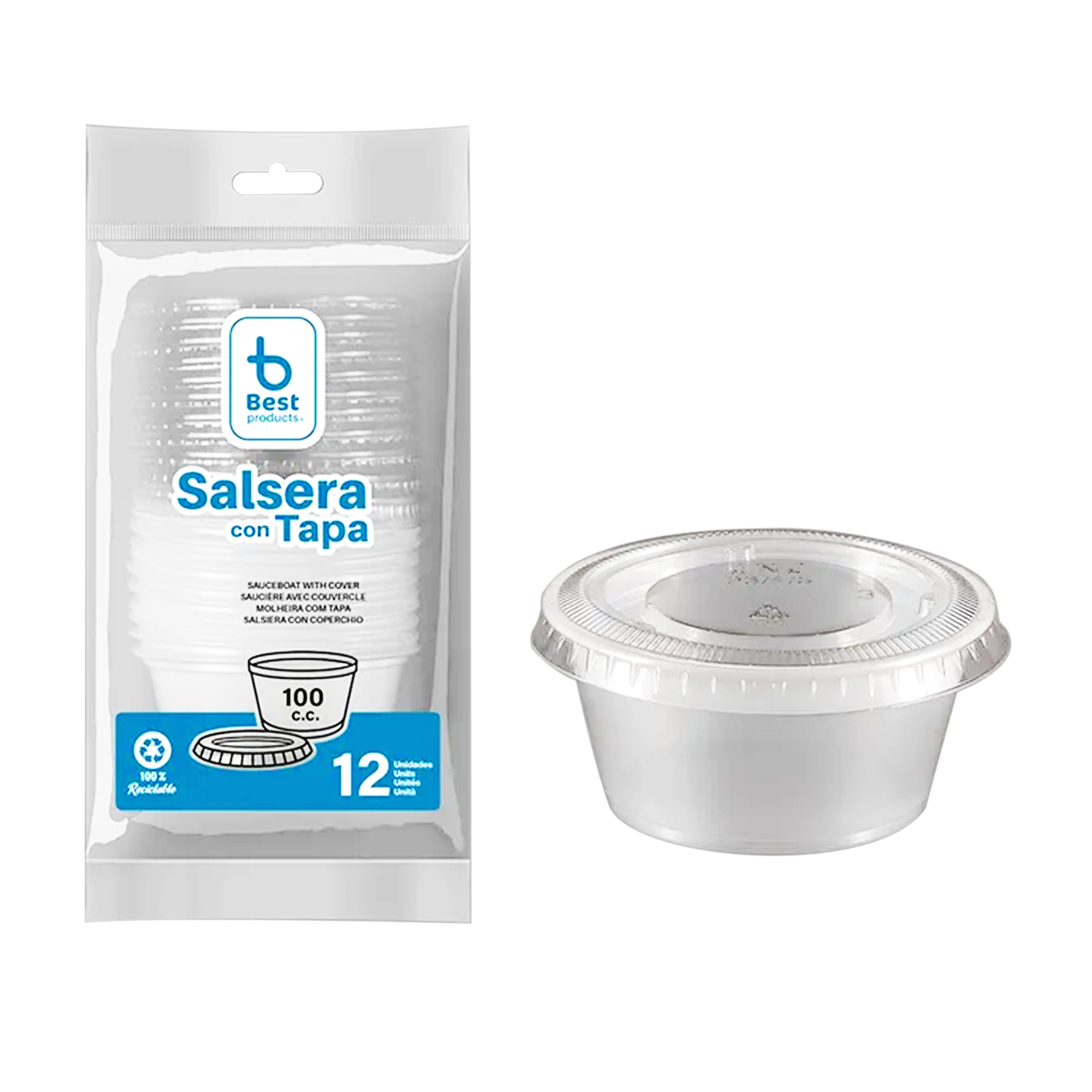 PLASTICO/CATERING SALSERA C/TAPA 100CC BL12u