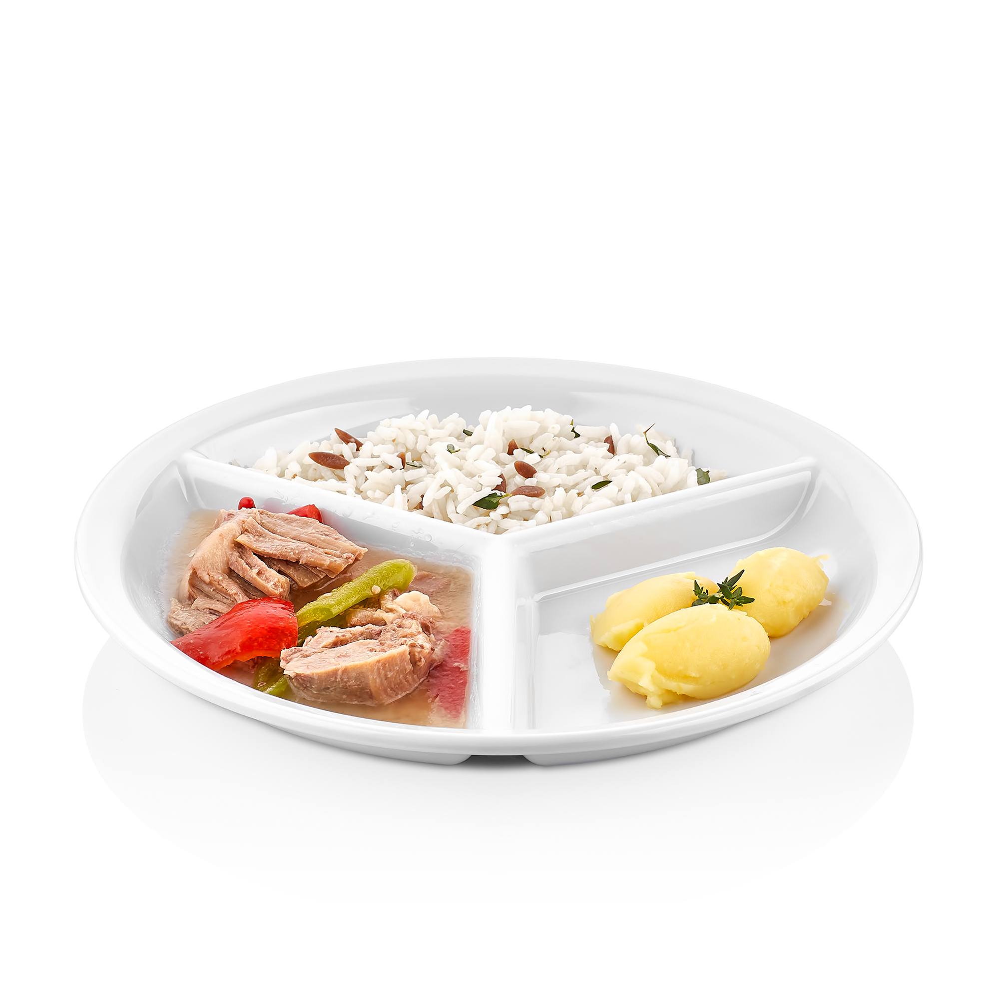 PLATO 3 COMPARTIMENTOS 24CM MELAMINA 117BCO