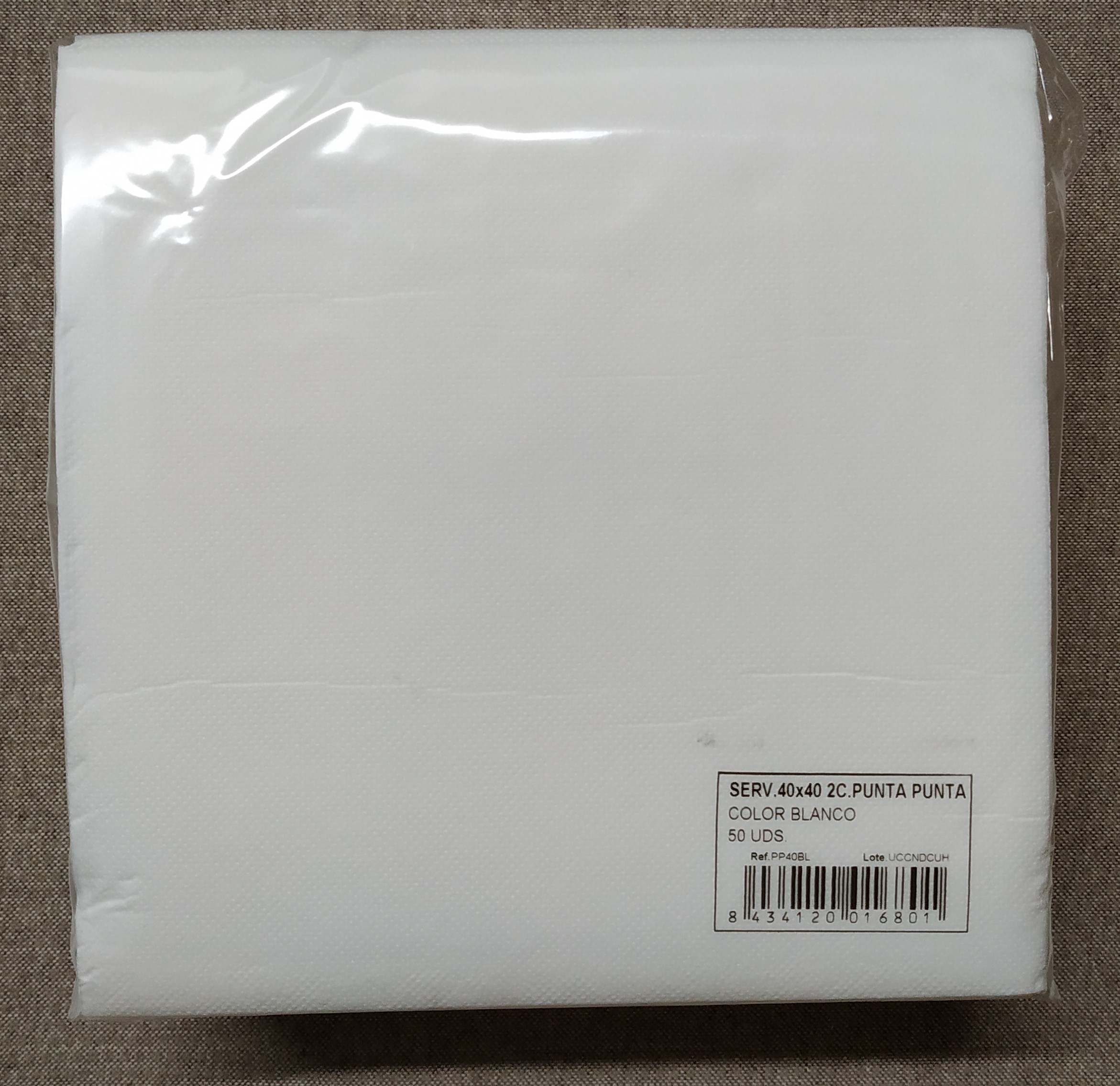 SERVILLETA 40x40 PP BLANCA P/50 u.